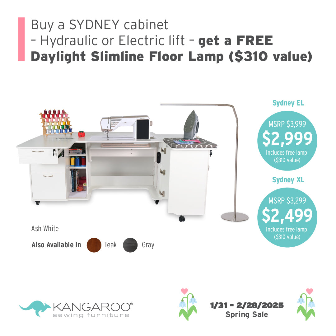 Sydney Hydraulic XL Sewing Cabinet *Free Daylight Floor Lamp with Purchase*