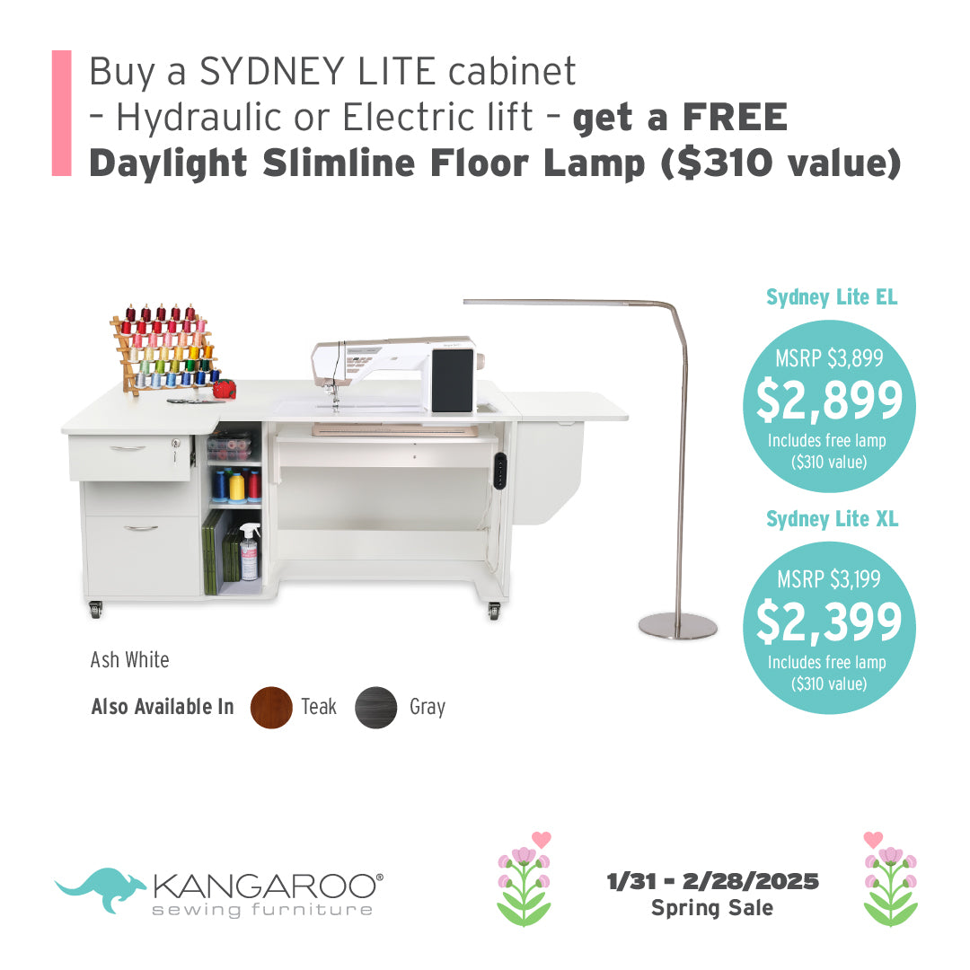 Sydney XL Lite Electric Sewing Cabinet *Free Daylight Floor Lamp with Purchase*