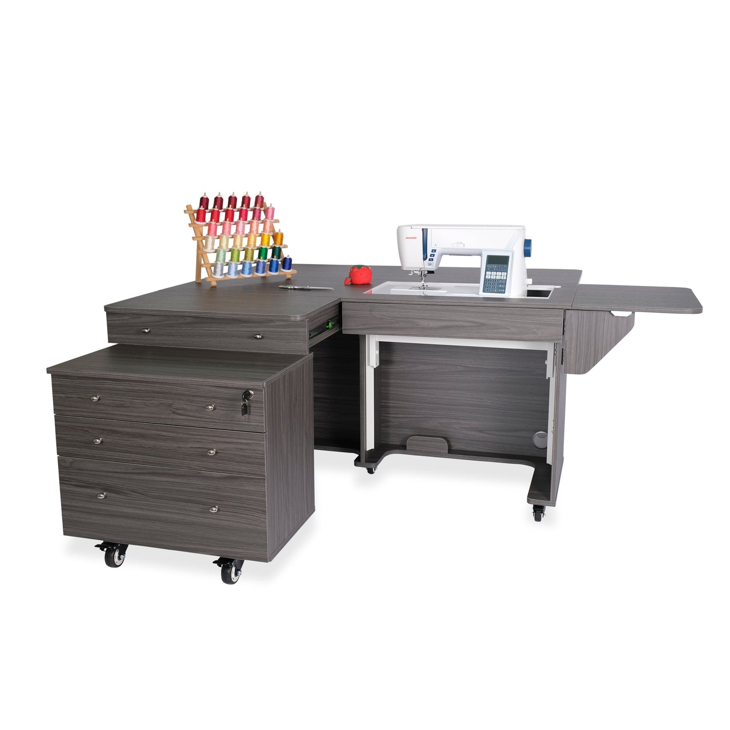 Kangaroo and Joey II Sewing Cabinet with Three Drawers Gray