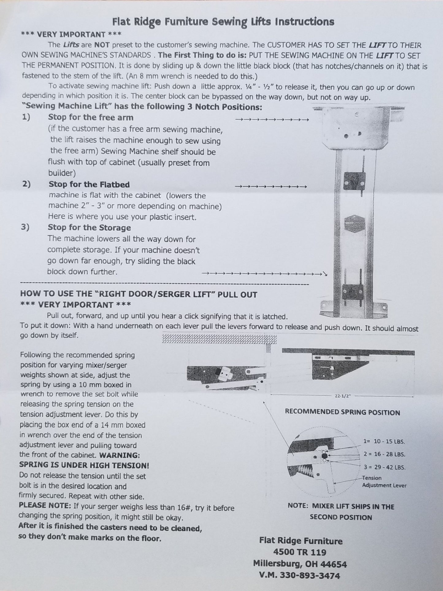 Flat Ridge Furniture 163 Small Sewing Cabinet Lift