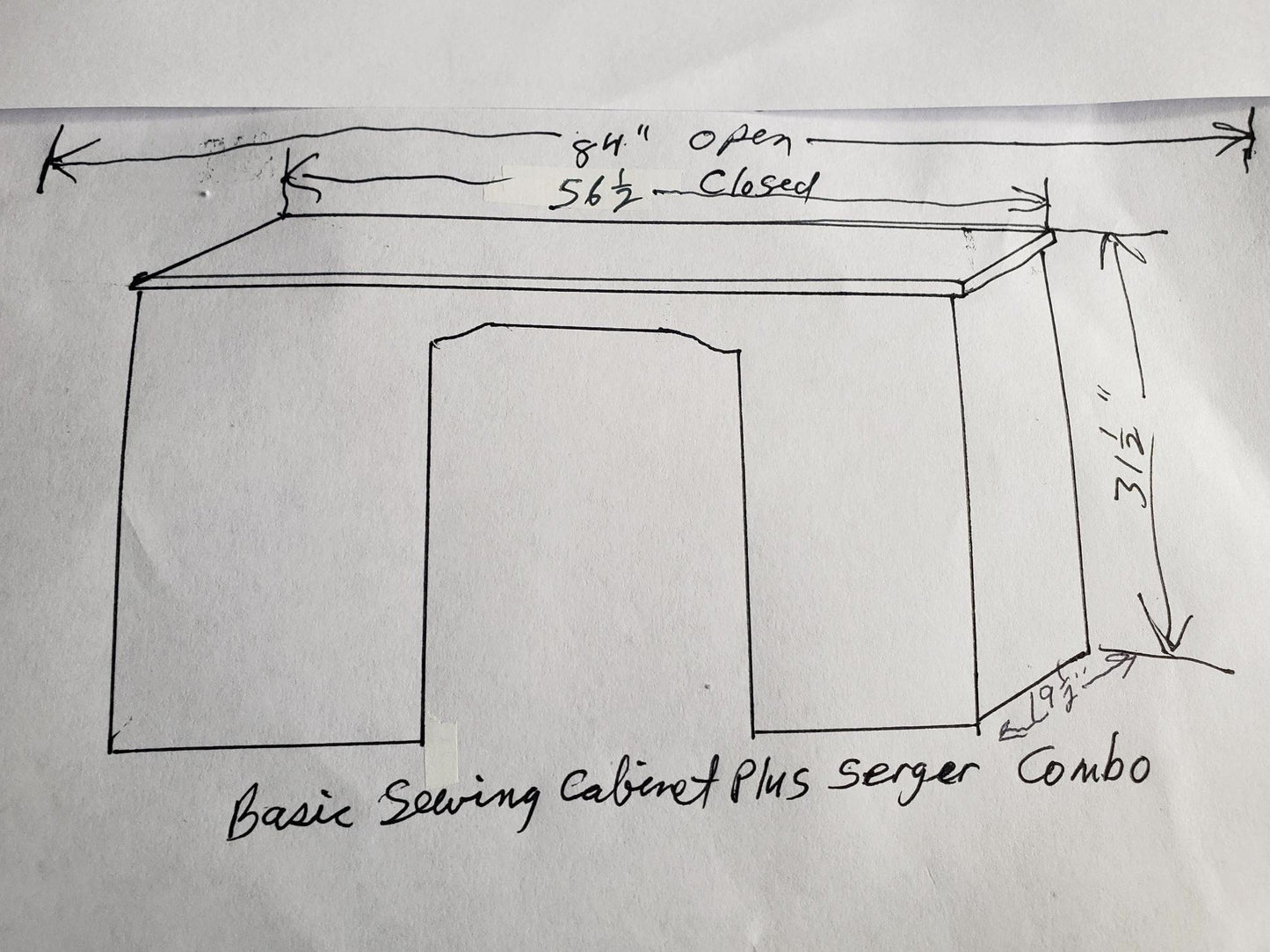 Basic Sewing Cabinet Plus Serger Combo - Classic Woods - Amish Furniture - She Sewing Tables